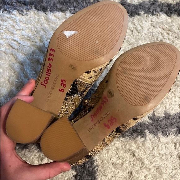 Lucky Brand Sheirin Leather Snake Skin Booties 6 - Picture 7 of 8